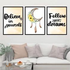 Kit 3 Quadros Decorativos Apanhador De Sonhos 45X34Cm - Quadros On-Lin