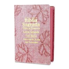 Bíblia Sagrada Letra Grande - Luxo - Folha Rosa -C/ Harpa - REI DAS BI
