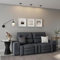 Sofá Retrátil e Reclinável 3 Lugares Brígida Suede Grafite - Mobly