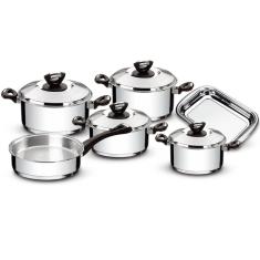 Conjunto de Panelas Tramontina Solar Baquelite Inox - 6 Peças