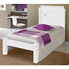 Cama Livia Solteiro Branco-lilas Com Colchão - Carmolar