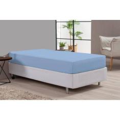 Lençol De Algodão Cama Solteiro Azul Hotel Hospedaria