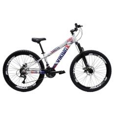 Bicicleta Aro 26 Bike Vikingx Freeride 21v Freio A Disco Prata Azul