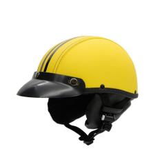 Capacete coquinho scooter moto elétrica bike couro amarelo