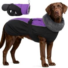 IDOMIK Casaco de inverno para cães, jaqueta refletiva à prova d'água para clima frio, casacos quentes para cães pequenos, médios e grandes, jaqueta de neve de lã para cães de gola alta, colete de