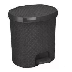 Lixeira 6 litros com pedal plastico rattan resistente para cozinha ban