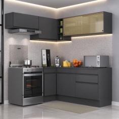 Armário Cozinha Completa de Canto Veneza Multimóveis V2094, Preto