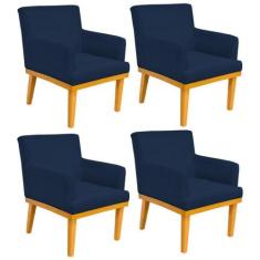 Kit 04 Poltronas Decorativa Para Sala de Estar Base Mel Beatriz W01 Su