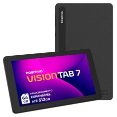 Tablet Positivo Vision TAB 7 - Processador Octa-Core 3GB RAM 64GB Armazenamento, Tela 7” IPS, Bateria 3100mAh, Android 14 Go, Wi-fi - Preto