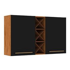 Armário Aéreo 2 Portas Com Garrafeiro Favorita Natura/Preto