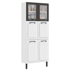 Paneleiro Cozinha Itatiaia Aço 6 Portas 2 Em Vidro New Premium Branco/grafite