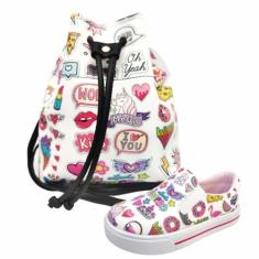 Kit Infantil Bolsa e Tênis Stickers, Magicc Kids