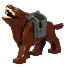 Boneco Blocos De Montar Lobo Marrom Medieval Soldado