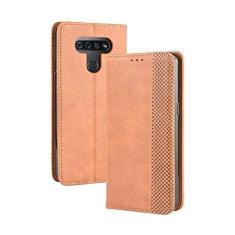 Capa para LG Q51, carteira com suporte de couro, capa flip para LG Q51, capa magnética retrô, capa de telefone carteira com compartimentos para cartões