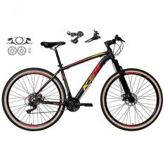 Bicicleta Aro 29 Ksw Xlt 24v K7 Câmbios Shimano Freio Hidráulico Garfo Trava Pneu Faixa - Preto/vermelho/amarelo Tam.15