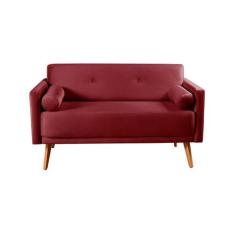 Namoradeira Luma Sofá Living Sala Recepção - Bella Decor, Suede Bordô 