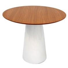 Mesa de Jantar Cone 90 cm - Outros, Branco com Freijó