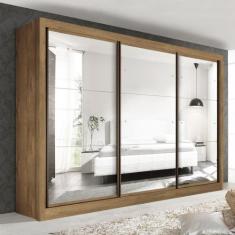 Guarda Roupa Casal Premium Lux 242cm com Espelho 3 Portas 6 Gavetas Es