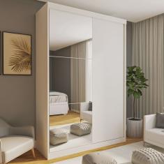 Guarda Roupa Solteiro Premium Cléo 138cm com Espelho 2 Portas 2 Gavetas Espresso Móveis