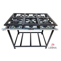 Fogão Industrial 6 Bocas 30X30 qr 100mm P4 de Alta Pressão