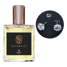 Perfume Feminino Nefertiti + Brinco Prata Ponto De Luz 6Mm - Essência 