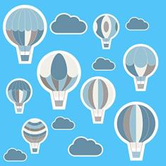 Adesivo de Parede Infantil Balões Azul e Cinza