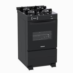 FOGAO A GAS PICASSO VITREO 4 Q PRETO FOSCO GAS GLP