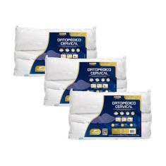 Kit de 3 Travesseiros Enchimento em Fibras - Cervical - Fibrasca