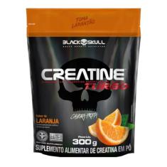 Creatine Turbo BlackSkull - Creatina Monohidratada em pó, com carboidrato para melhor absorção e performance (300g Refil, Laranja)