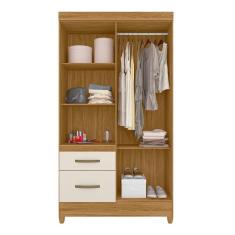 Guarda Roupa Solteiro 4 Portas Com Espelho 2 Gavetas Madri - Freijó / Off White Freijó / Off White
