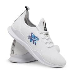Tênis Casual Urbano Leve Com Palmilha Anatômica Confortável Branco Estampado-Masculino