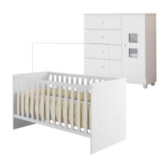 Quarto de Bebê com Berço com Suporte 100% Mdf Life e Cômoda de Bebê 10