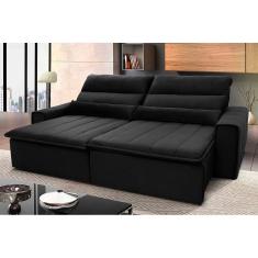 Sofá Retrátil Reclinável Patagônia 2,10m Suede Velut Cinza c/ Molas no Assento - King House