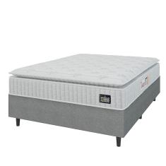 Cama Box Colchão Casal Espuma D45 Lazio Pillow Top 138x67cm Branco/cinza Hellen Branco