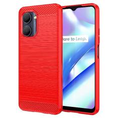 Capa de celular para Realme C33, fibra de carbono refinada, anti-queda, anti-impressões digitais, proteção total