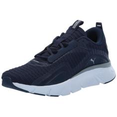 PUMA Tênis masculino Flexfocus Lite Better Knit Cross Training, cinza médio, tamanho 37, Club azul-marinho - cinza médio, 38