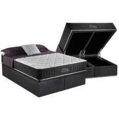 Cama Box Baú Queen: Colchão Molas Anjos MasterPocket Ensacadas Fort Flex + Base CRC Suede Cinza(158x198)