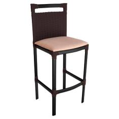 Banqueta Alta Vigor Em Alumínio E Corda Náutica Marrom Marrom Com Areia