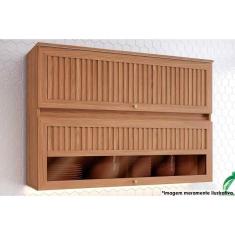 Armário Aéreo P/ Cozinha Requinte C/ 2 Portas Basculante Ripada C/ Vidro 120cm Nature - Henn