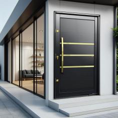 Porta Pivotante Lambril Evolution com Puxador Lado Esquerdo Elite 216x150 Preto