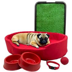 Kit Pet Médio Cama Europa com Sanitário Grama e Acessórios - Supri Pet