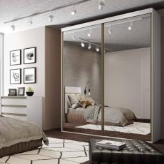 Guarda Roupa Casal com Espelho 2 Portas de Correr Luminum  Belmax