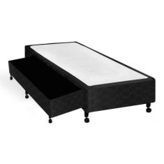 Cama Box Base c/Auxiliar Solteiro Poli Tecido Black (78x188x27) - Cast