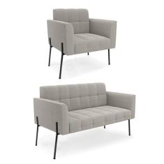 Sofá Namoradeira e Poltrona Pé Ferro Pto Elisa Bouclê D03 - D'Rossi - 