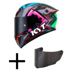 Capacete KYT TT Course Ratthapark Play Preto Mais Viseira Fumê
