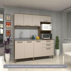 Cozinha Compacta 8 Portas E 2 Gavetas Luciane Móveis Carvalho Cinnamon