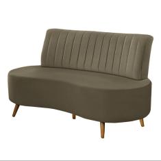 Sofá Living Katara 1,35m 2 Lugares Pés Madeira Mel Veludo Capuccino G33