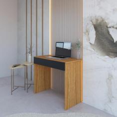 Mesa Escrivaninha Office Compacta Com 1 Gaveta - Natural/preto
