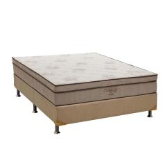 Cama Box Casal: Colchão Molas Ortobom SuperPocket Celebrita + Base CRC Suede Clean(138x188)