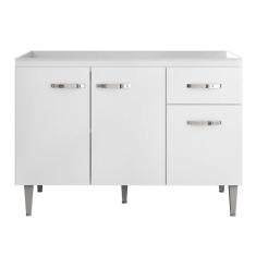 Balcão Gabinete Gabriela de Pia 120cm Sem Tampo 3 Portas Branco - Abma